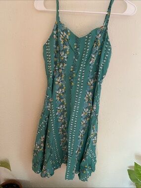 Old Navy Teal Floral Spaghetti-Strap Dress